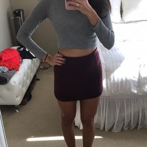TOPSHOP maroon wool miniskirt with zip back size 4